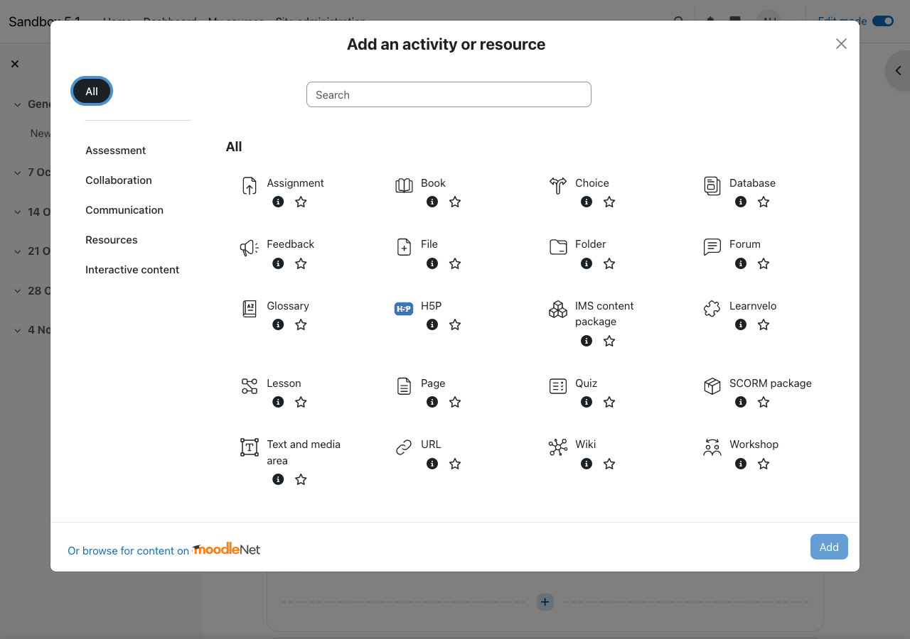 Moodle Add Activity - External Tool