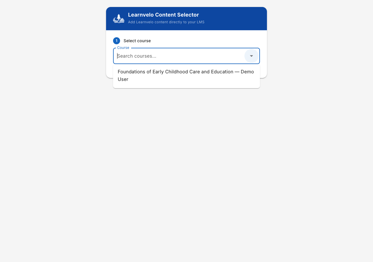 Content picker - select course