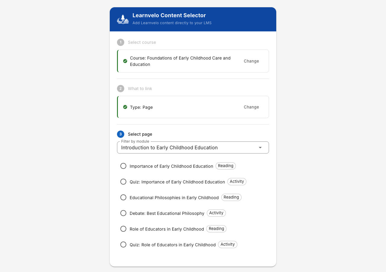 Content picker - select pages